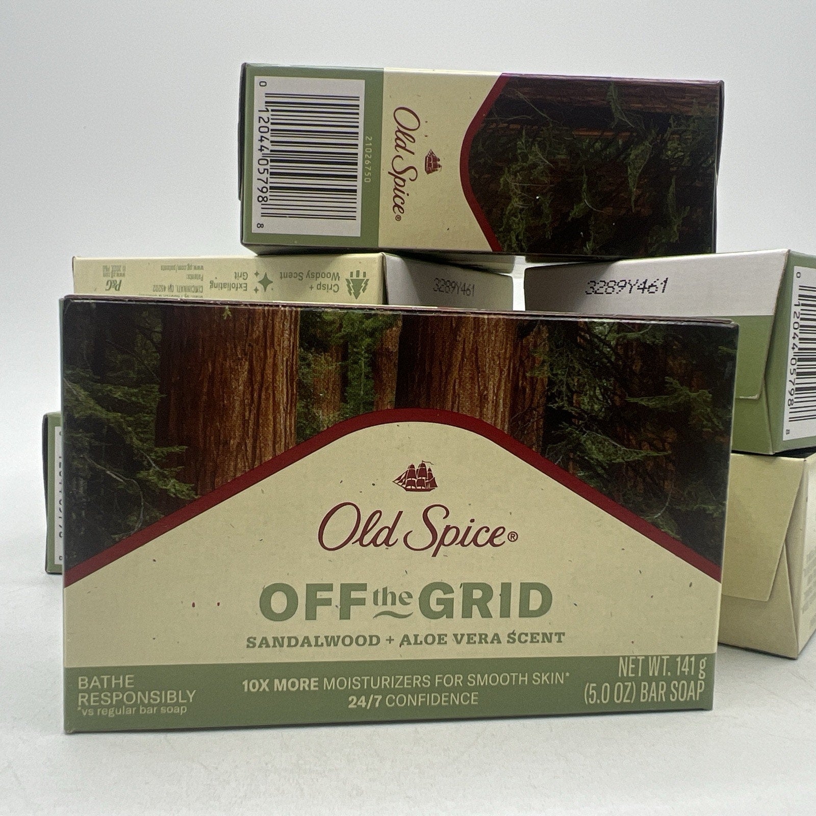 6 Old Spice Off the Grid Sandalwood + Aloe Vera Scent Bar Soap 5 oz. ea NEW