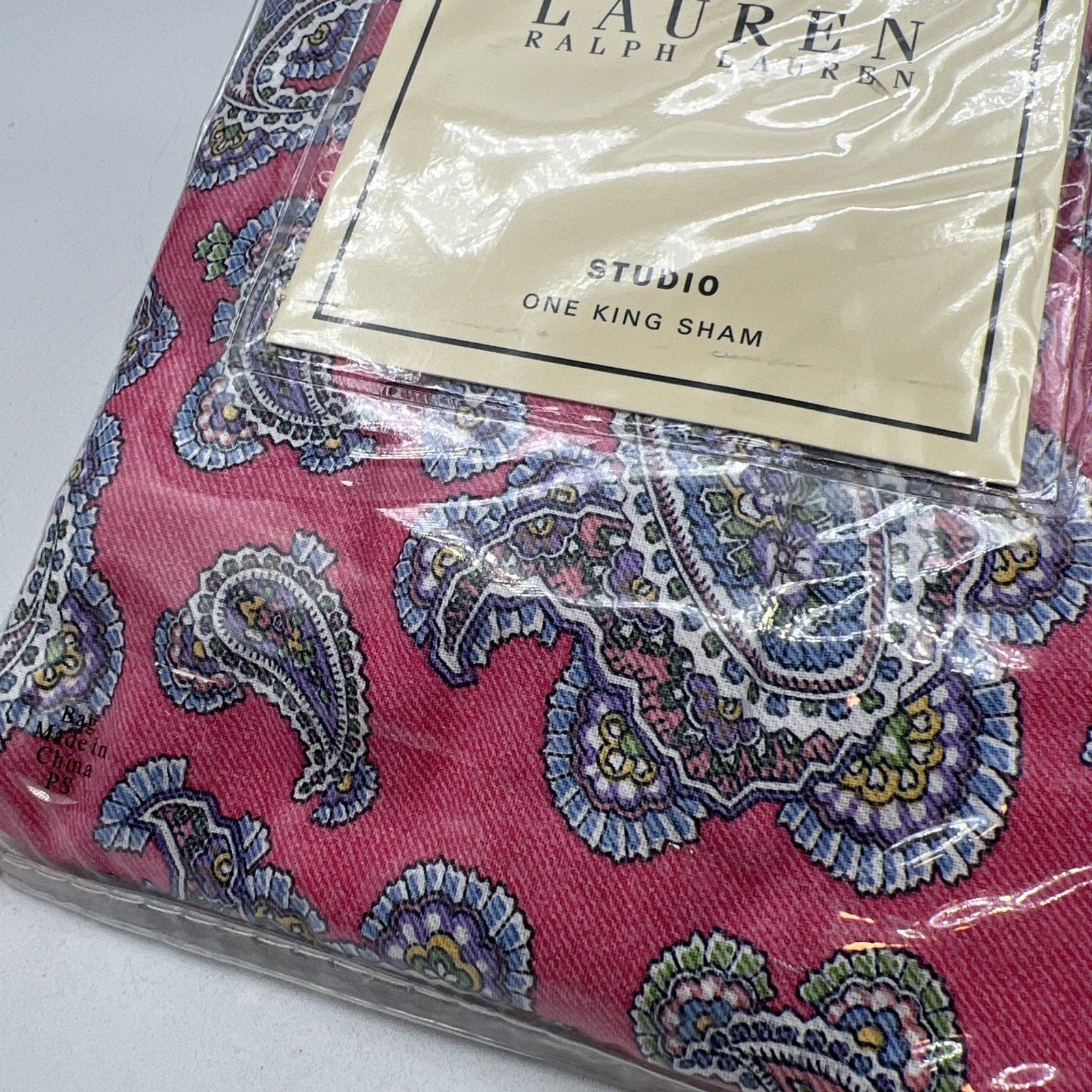 Ralph Lauren Studio Paisley AZALEA Pink KING Pillow Sham NEW