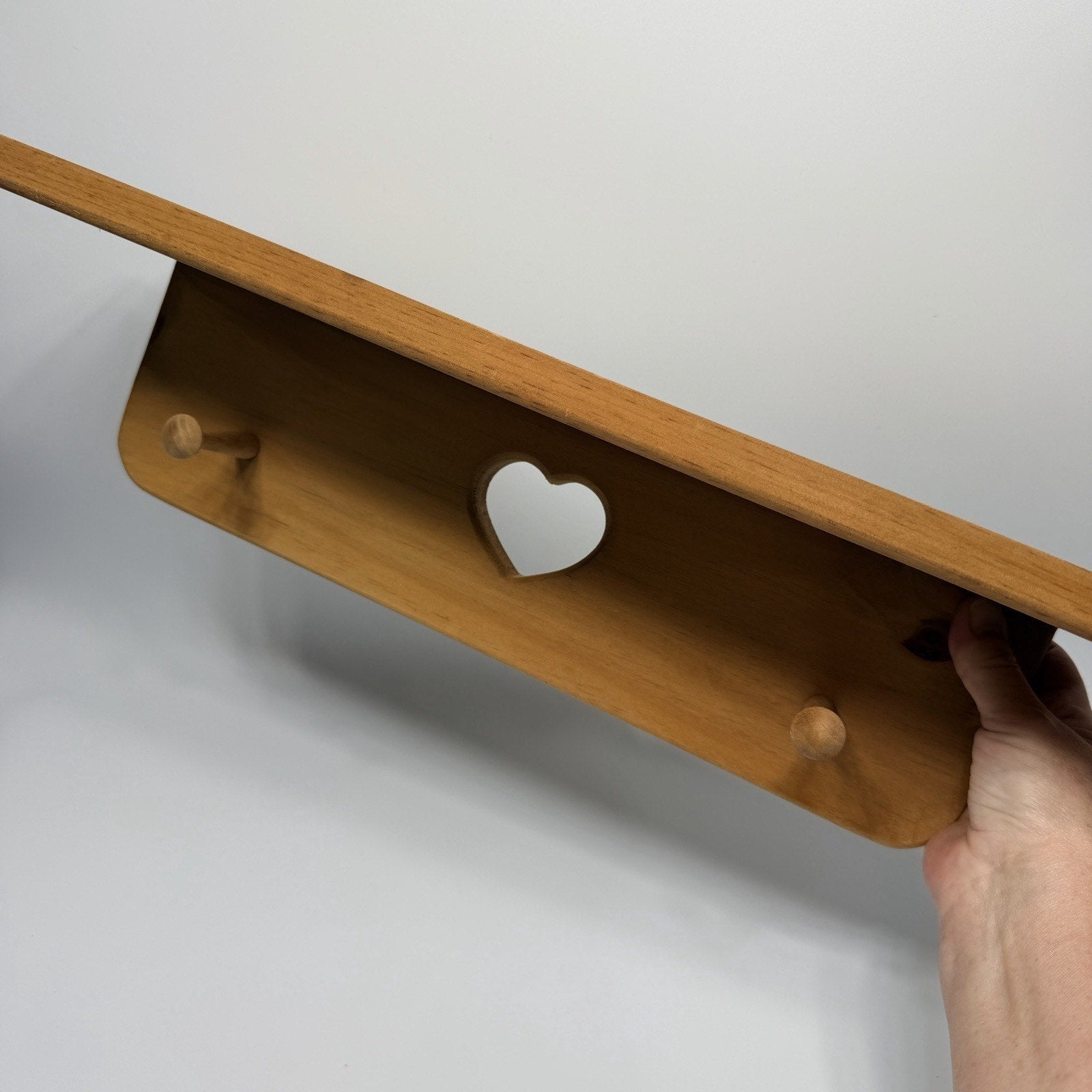 House Shaped Wood Wall Shelf Miniature Display 13 Cubbies Lined 8.25" NEW