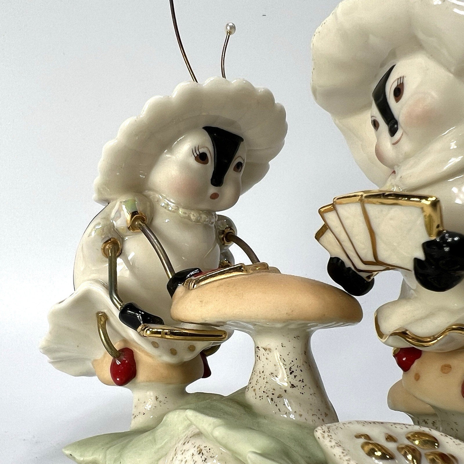 Lenox Treasures Lucky Ladybugs Playing Cards Garden Figurine Mushroom 5"