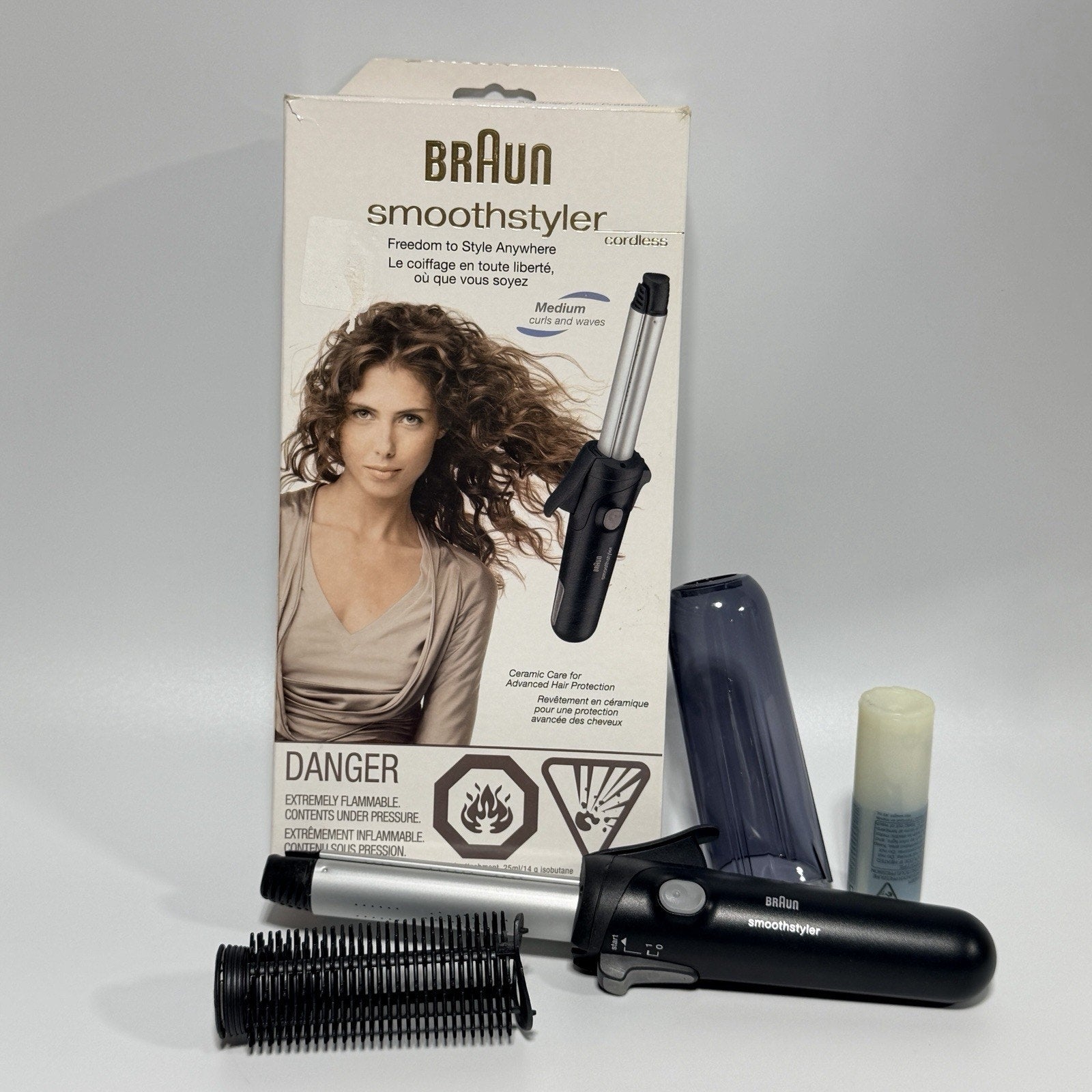 Braun Smooth Styler 3589 Hair Curling Tongs Cordless Gas Powered Complete