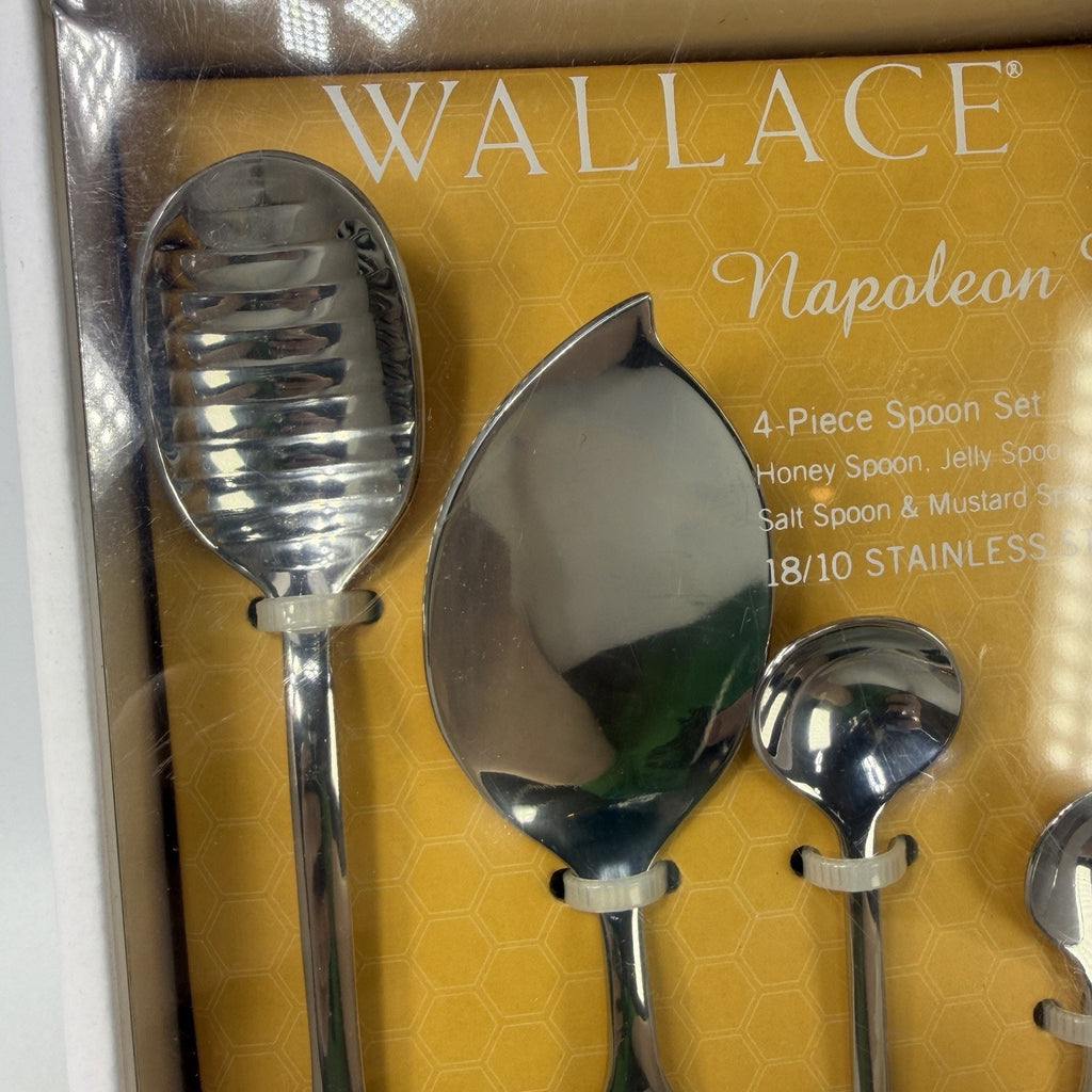 Wallace 4 Piece Stainless Steel Napoleon Bee Serving Spoon Set 2015 NEW