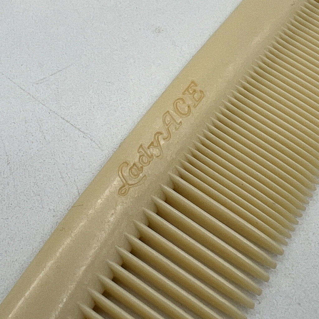 Vintage Lady Ace White Plastic Hair Comb 7" Salon Beauty