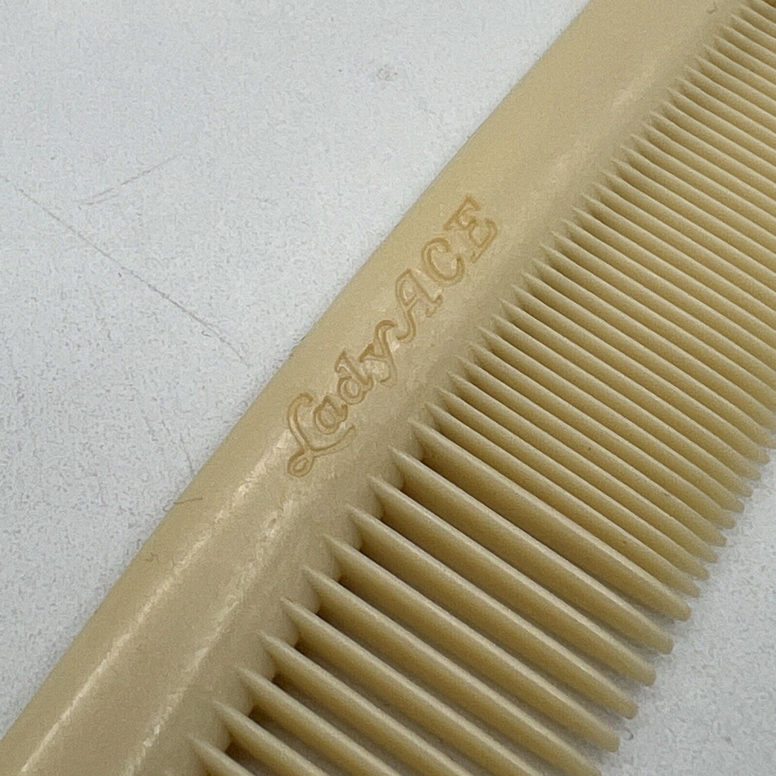 Vintage Lady Ace White Plastic Hair Comb 7" Salon Beauty