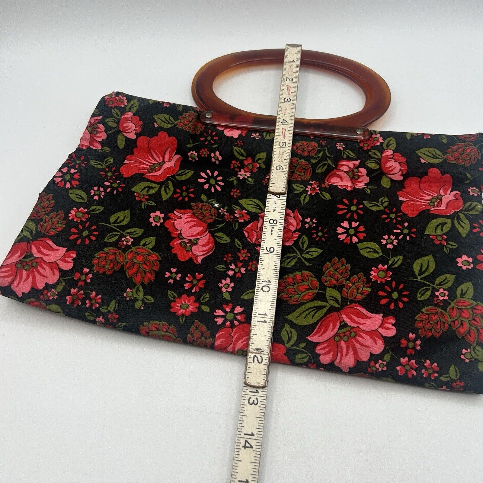 Ladys Pride Folding Tote Bag Purse 1x12.5x15.25" Mid Century Modern Floral 1960s