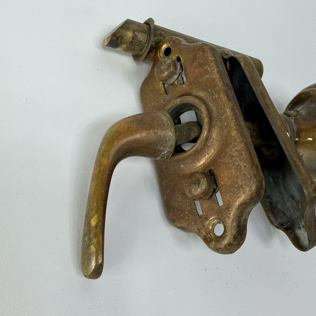 Antique Brass Closet Door Knob Lever Escutcheon Plates Spindle 2" Handle
