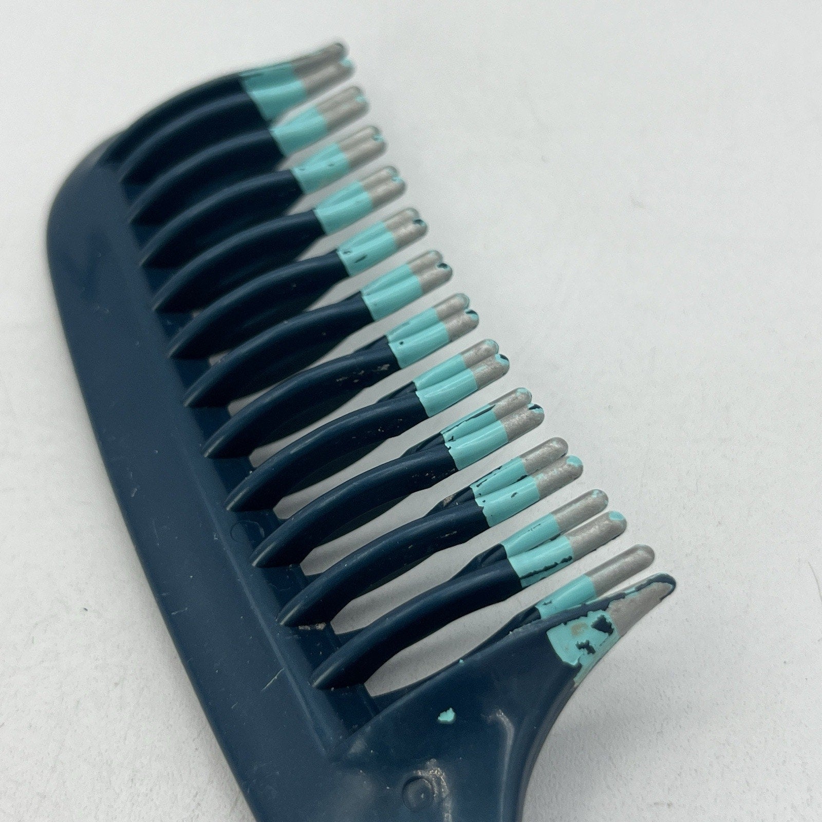 Vintage Color Dip Unbreakable Detangler Comb Green Blue Gray 8.5" Taiwan