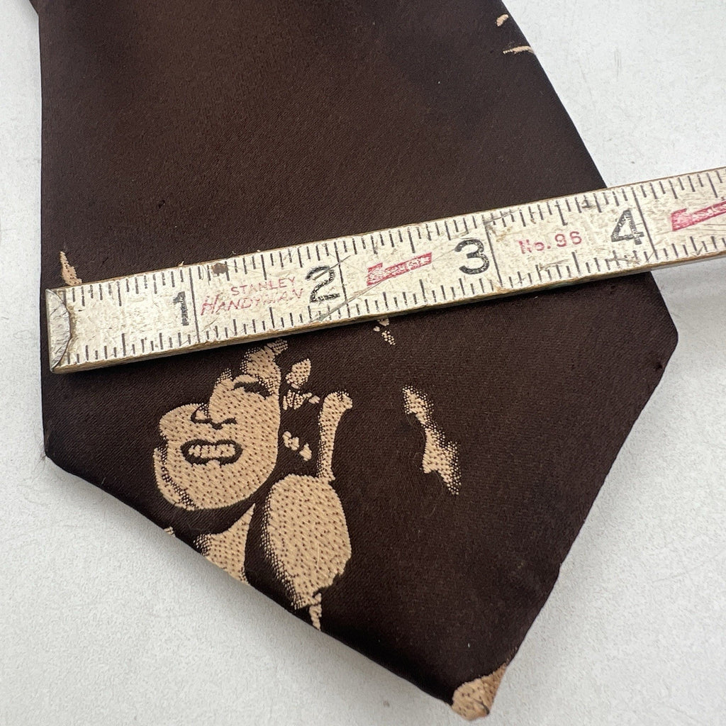 Vtg Liebert Brown Gold Woman Silhouette Neck Tie Pop Art Zoot Suit 40s 70s
