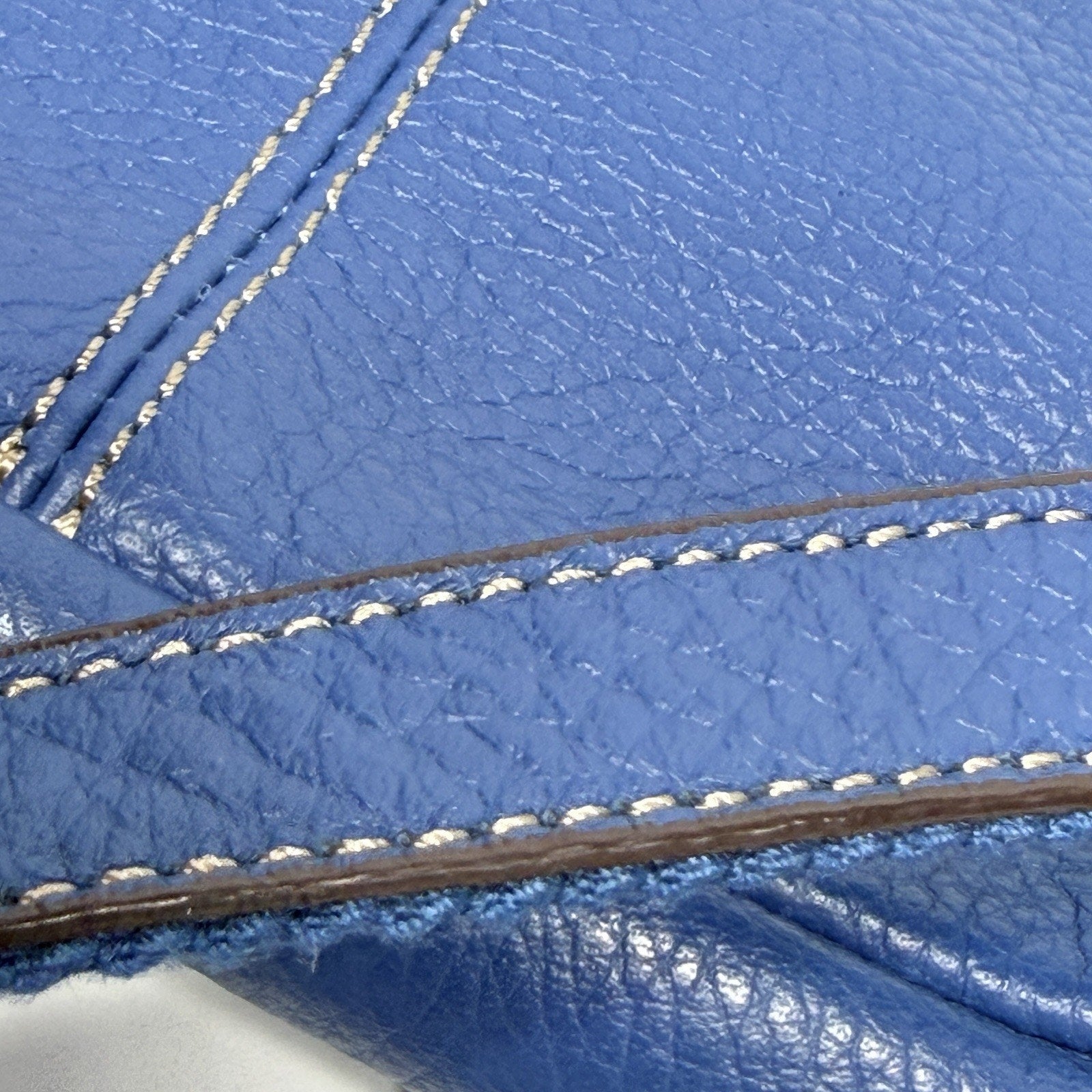 Tignanello Blue Leather Foldover Crossbody Purse Bag Pebbled Leather 9"