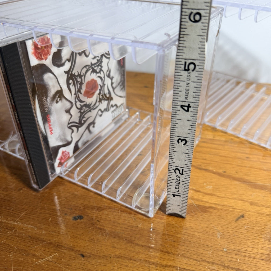 Lot 2 Clear Acrylic 12 CD Storage Cases Organizer Stackable Media Holder Lucite