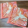 2 Pottery Barn Olympia Paisley Linen Square Pillow Cover 24" Pink Coral Boho