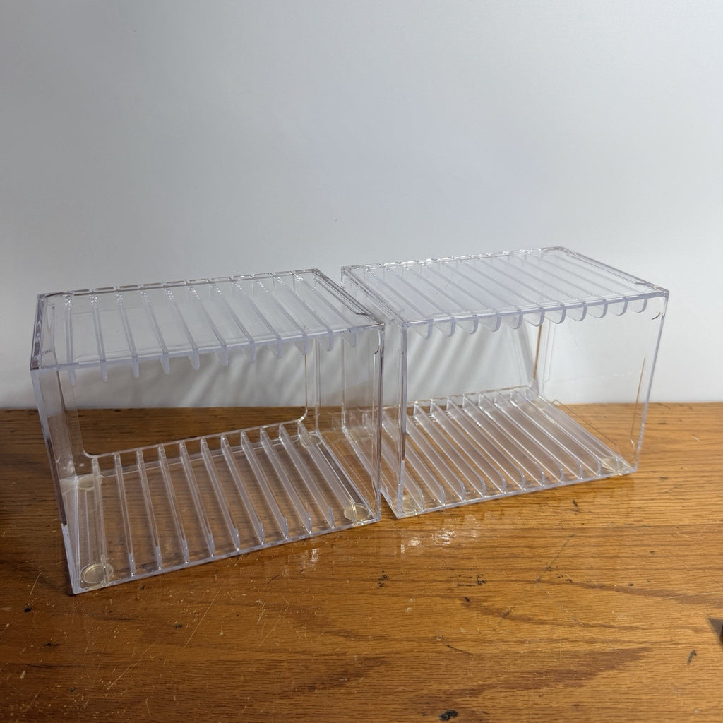 Lot 2 Clear Acrylic 12 CD Storage Cases Organizer Stackable Media Holder Lucite
