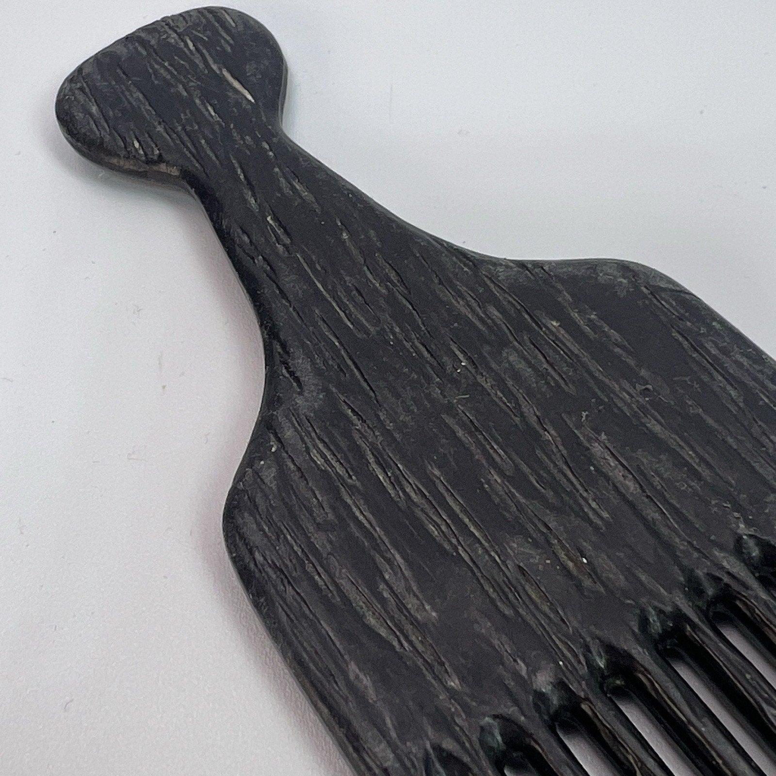 Vtg Black Coramite Hair Pick Comb Perm Lift Wood Grain 70s 80s 90s Goody Style