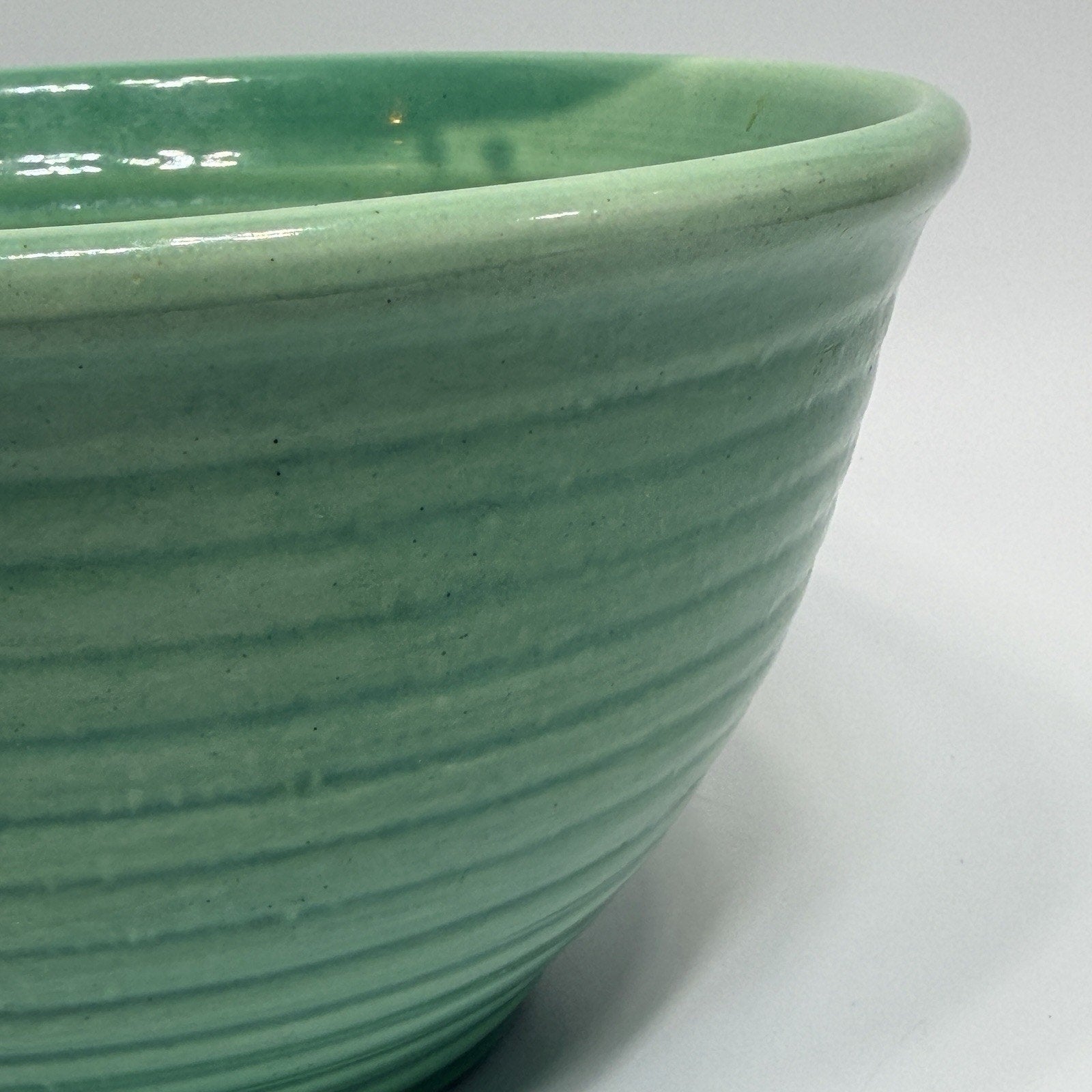 Vintage Bauer Ringware Mixing Bowl Turquoise Green Glaze #12 USA Stoneware 9.25"
