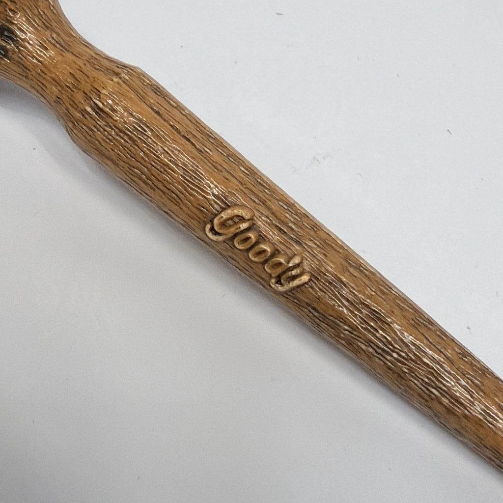 Vtg Goody Styling Brush Round Plastic 1" Bristles Wood Grain Thin Fine Hair