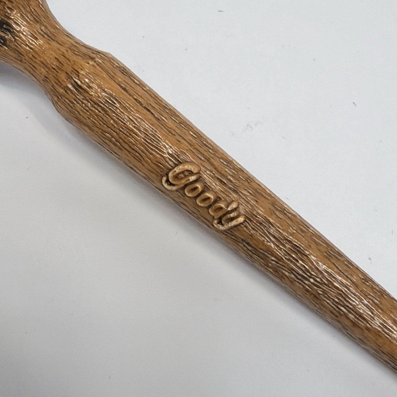 Vtg Goody Styling Brush Round Plastic 1" Bristles Wood Grain Thin Fine Hair