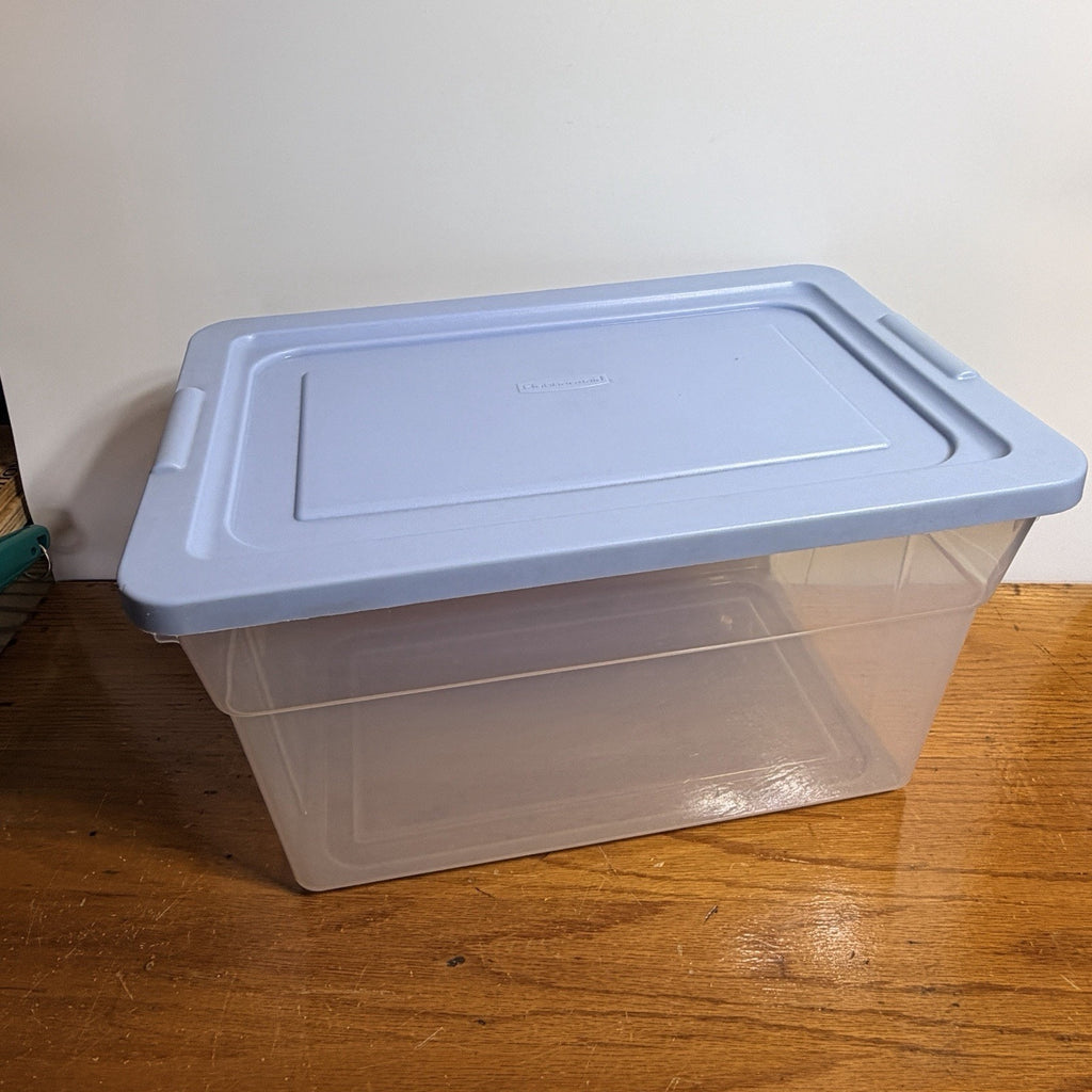 Vtg Rubbermaid 2222 Keepers 19.5 Qt Clear Blue Box Storage Tote Container 1990