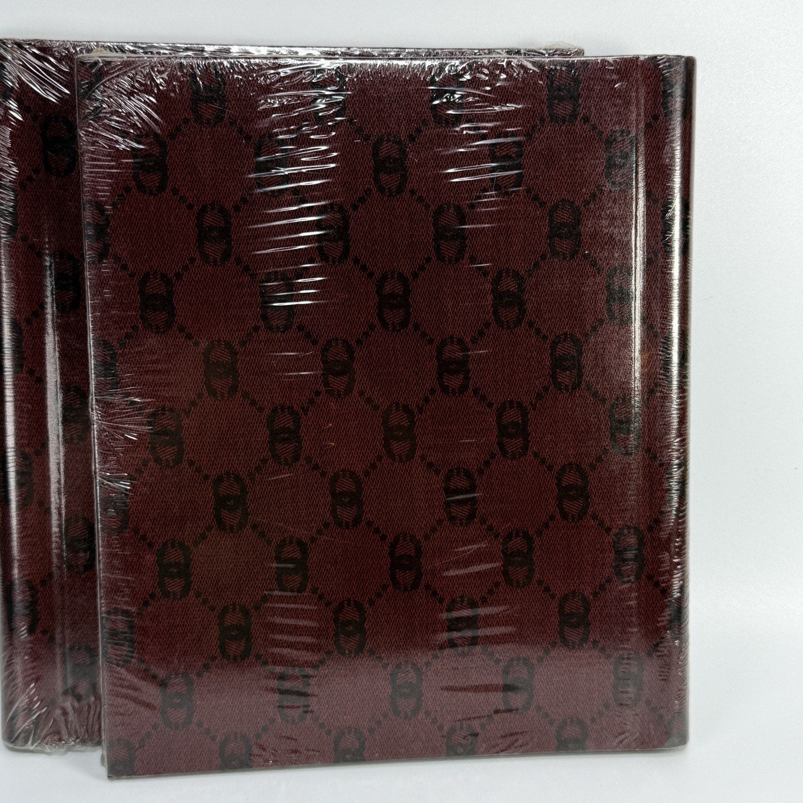 Set 2 Vtg Photo Album Burgundy Black Self Adhesive Kmart 10 Sheets 20 Pages