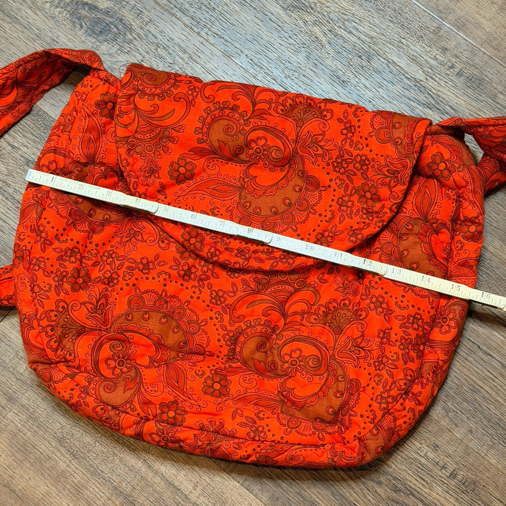 Large Handmade Quilted Retro Red Paisley Purse Tote Bag 14"
