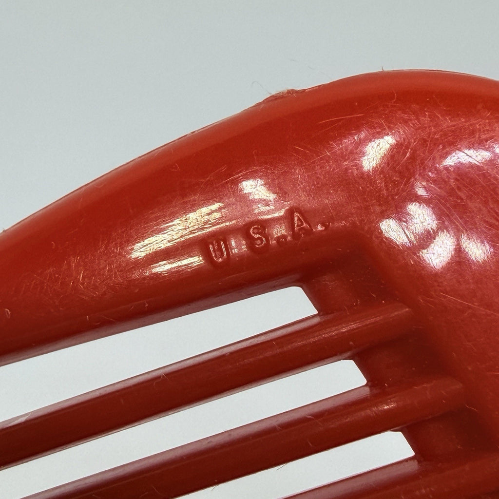 Vintage Red Wil-Hold Plastic Styler Comb Pocket 8.5" USA Unbreakable
