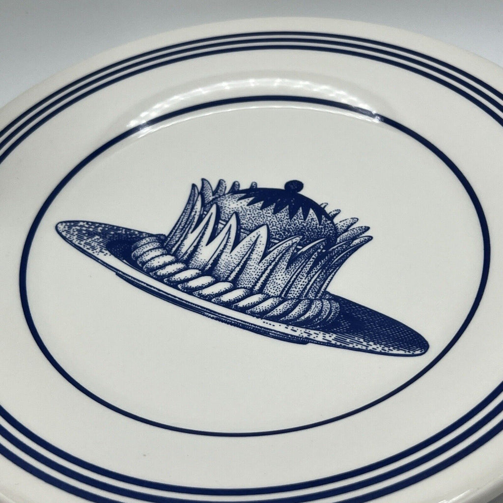 Set 8 Williams Sonoma Carime 9” Dessert Cake Plates Blue White Stripe England