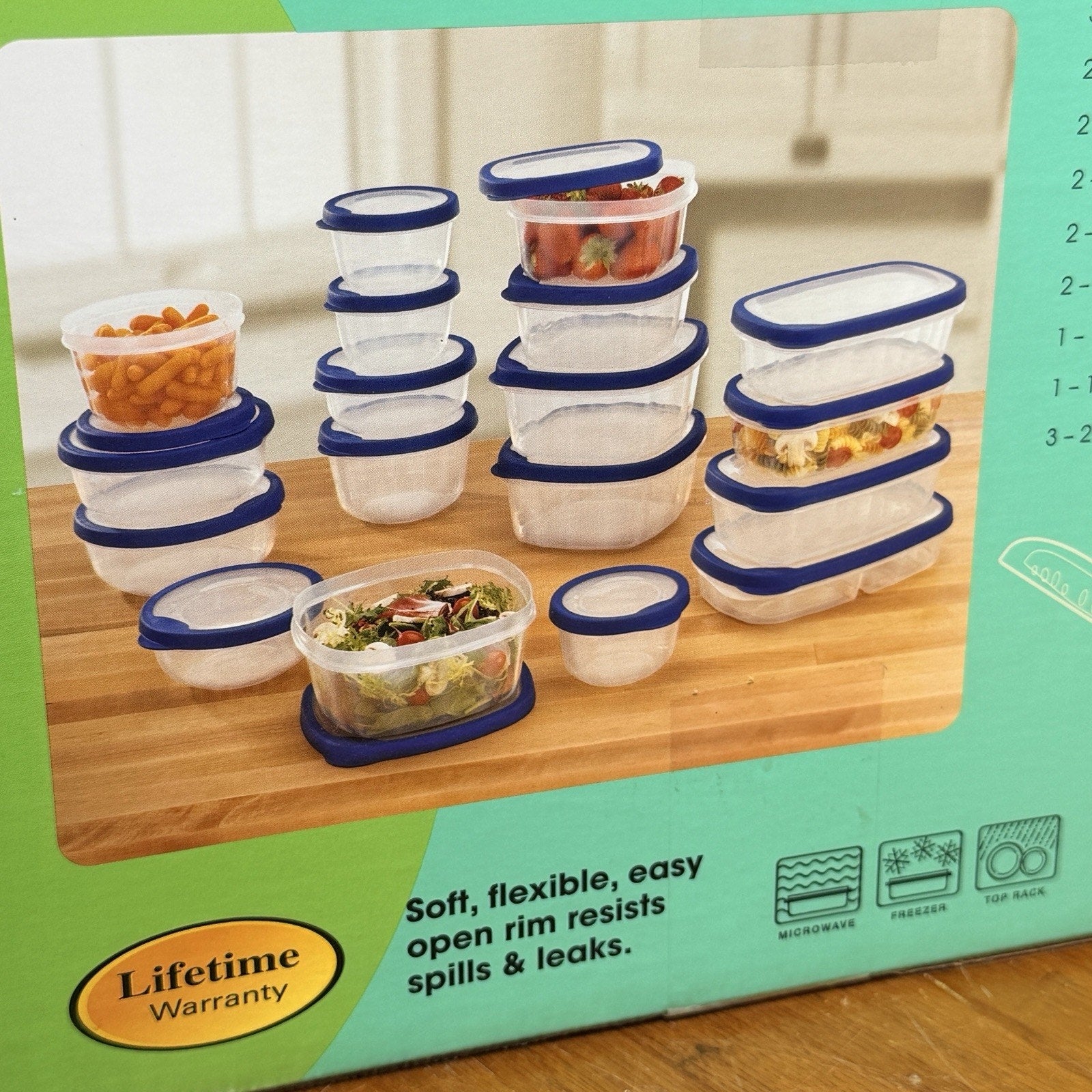 Vtg Rubbermaid Servin Seal n Saver Container Set Blue Clear Easy Find Lid NEW