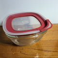 Rubbermaid 7N66 Glass Storage Container Large 11.5 cup Red Easy Find Lid