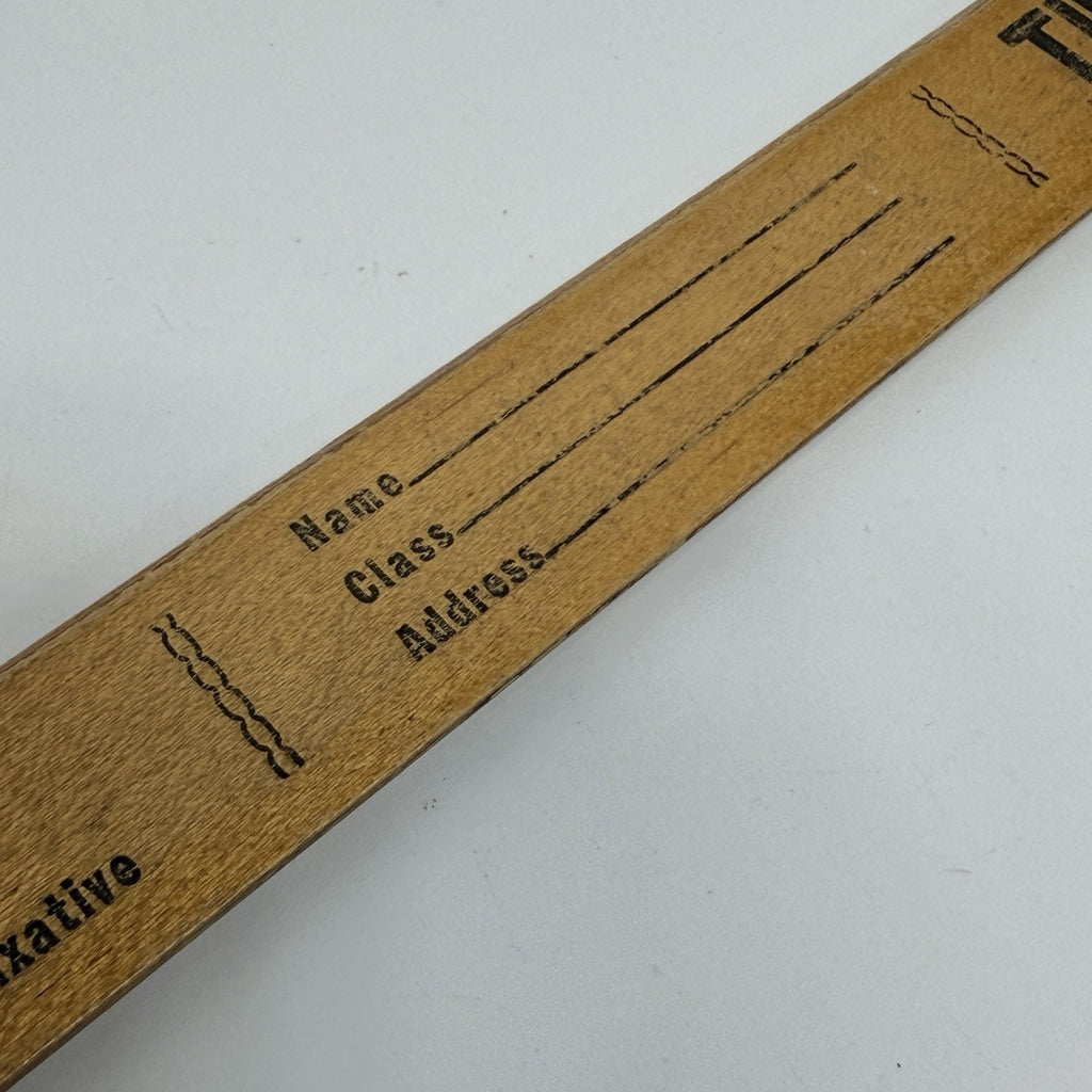 Vtg Tums Fussy Tummy Pharma Ad Medical School Student Ruler 12" Wood Laxative