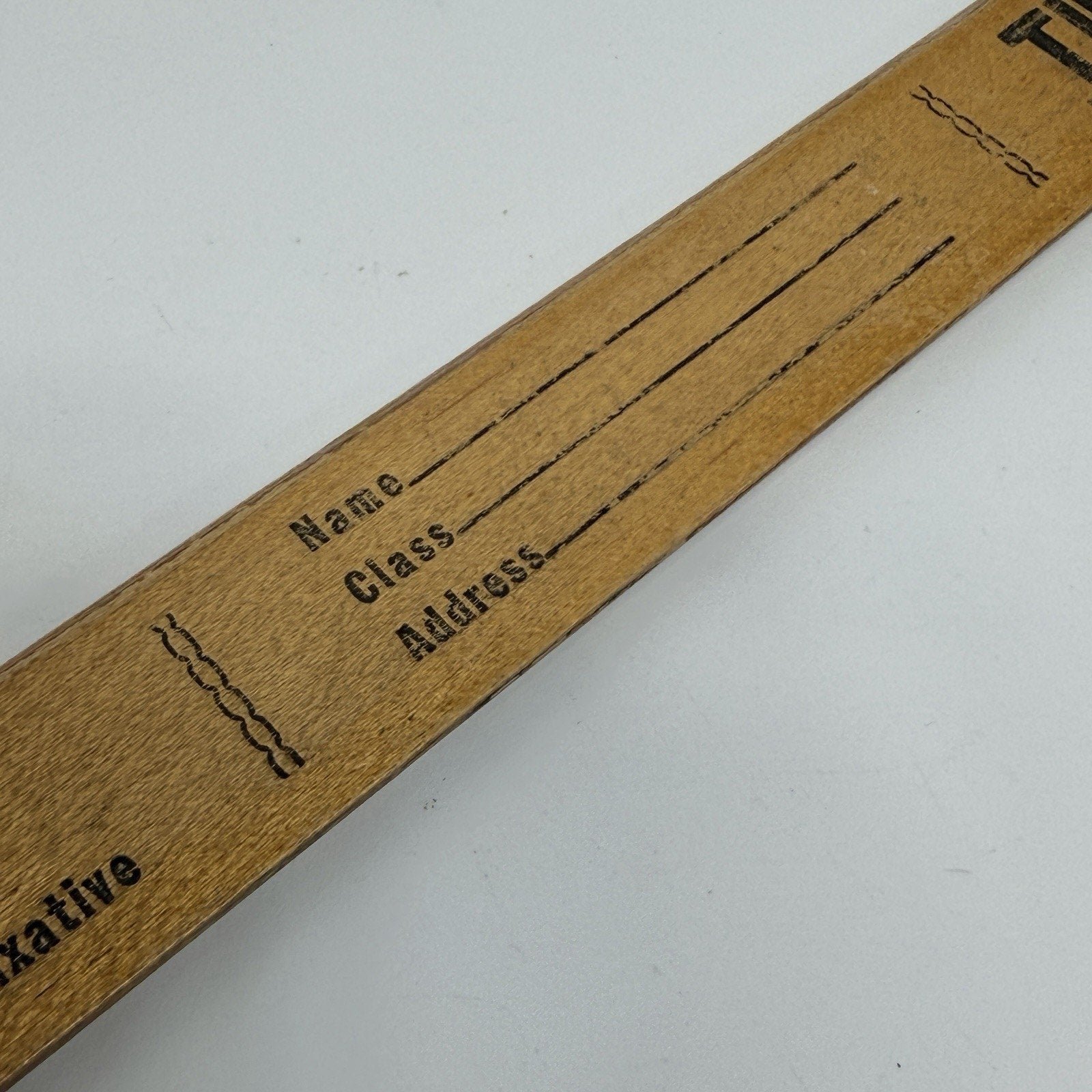 Vtg Tums Fussy Tummy Pharma Ad Medical School Student Ruler 12" Wood Laxative