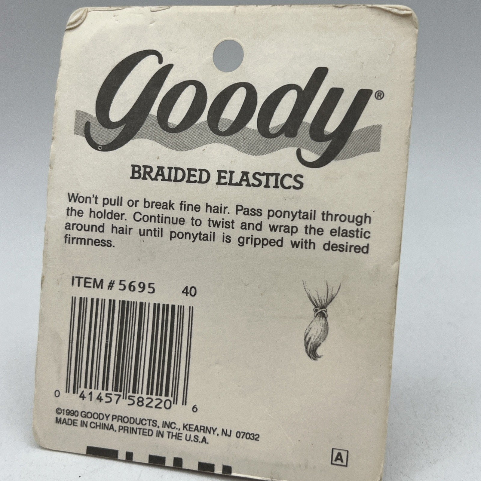 Vintage Goody 6 Braided Elastics Hair Ties 9s Ponytail Holder Colorful 1990 NEW