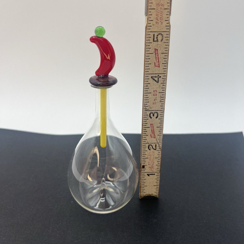 Venetian Art Glass Hand Blown Perfume Bottle Dabber Crescent Moon Colorful 5"