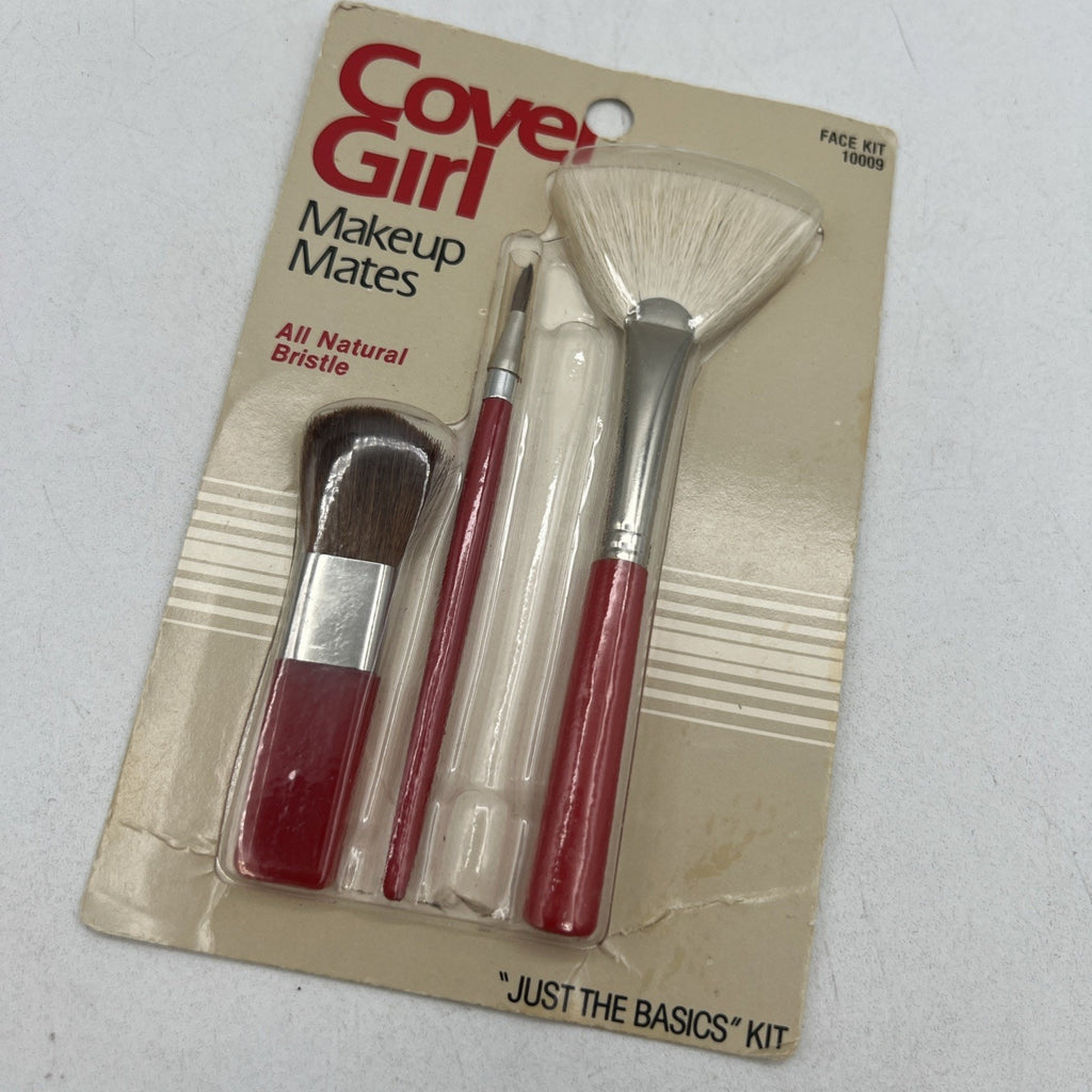 Vintage Cover Girl Makeup Mates Just Basics Face Kit Brushes 10009 Red NEW