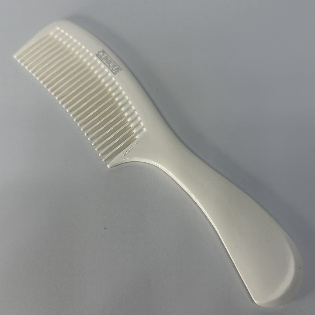 Vintage Clinique Hair Comb White Hard Plastic Wide Tooth Detangling 9"