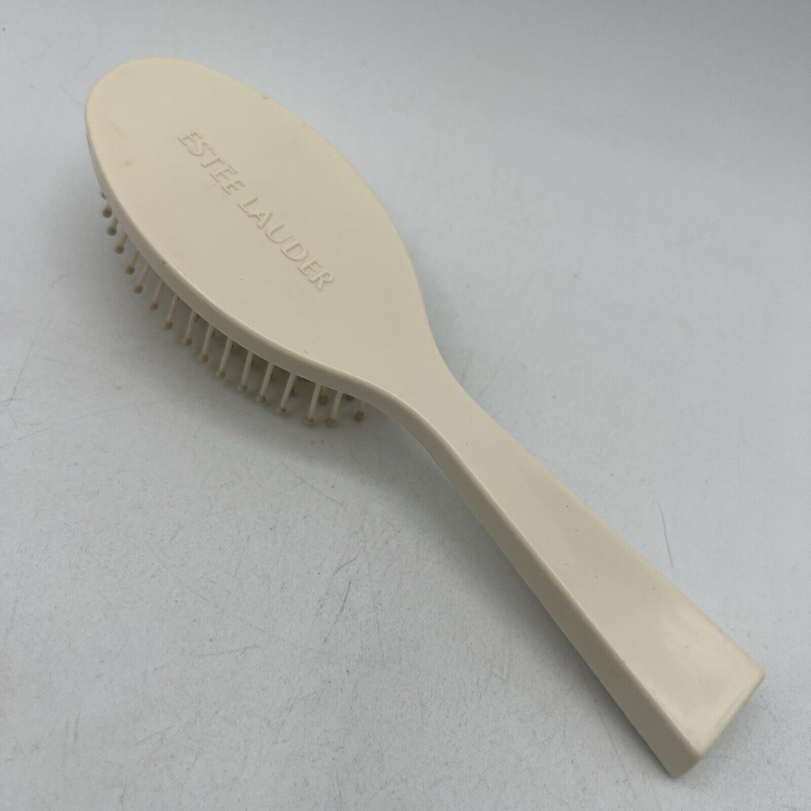 Vintage Estee lauder Ball Tipped Plastic Hair Brush Oval White 6.5” Travel Size