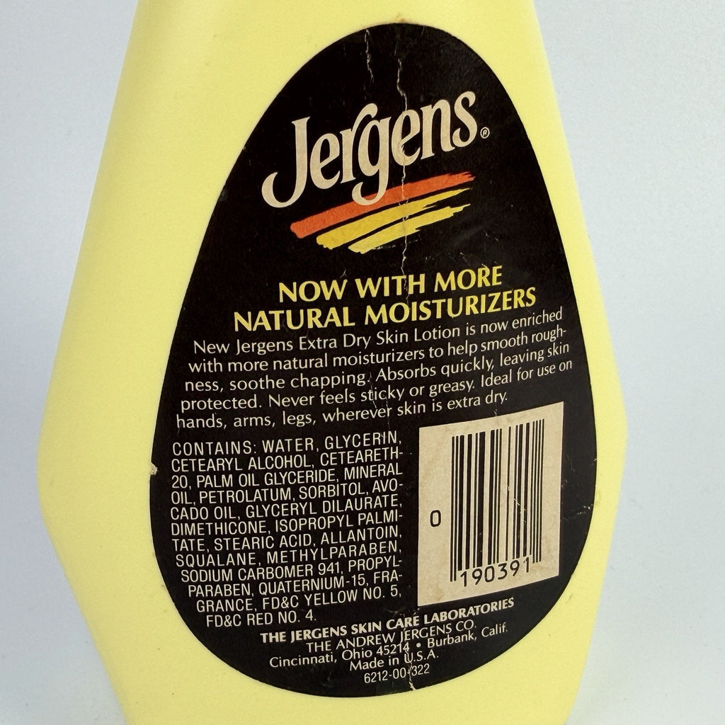 Vtg 70s 80s Jergens Extra Dry Skin Lotion 10 FL OZ Yellow Plastic Prop 50% Full