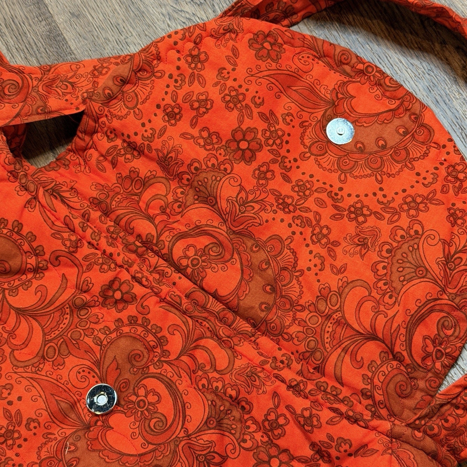Large Handmade Quilted Retro Red Paisley Purse Tote Bag 14"
