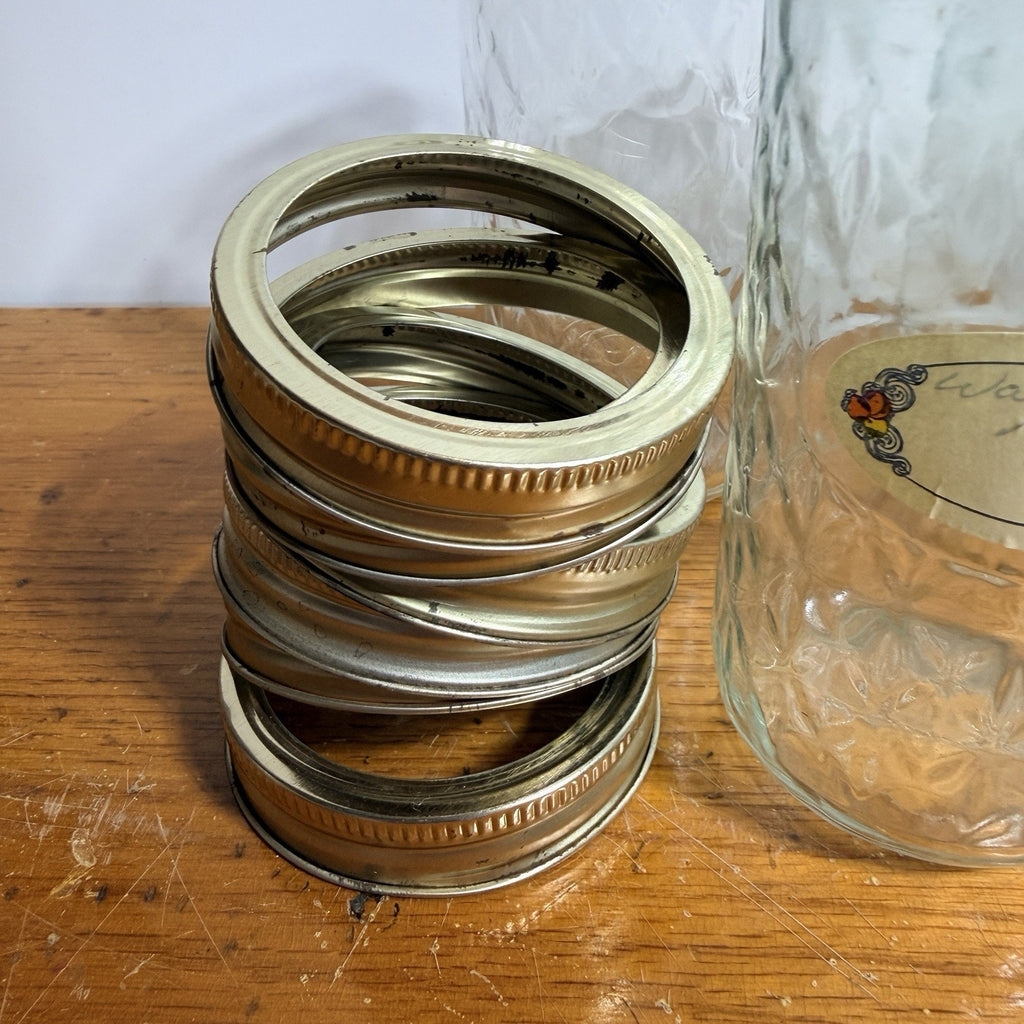 Lot 6 Quilted Crystal Tall Jelly Jars 12 oz Discontinued Rings NO LIDS