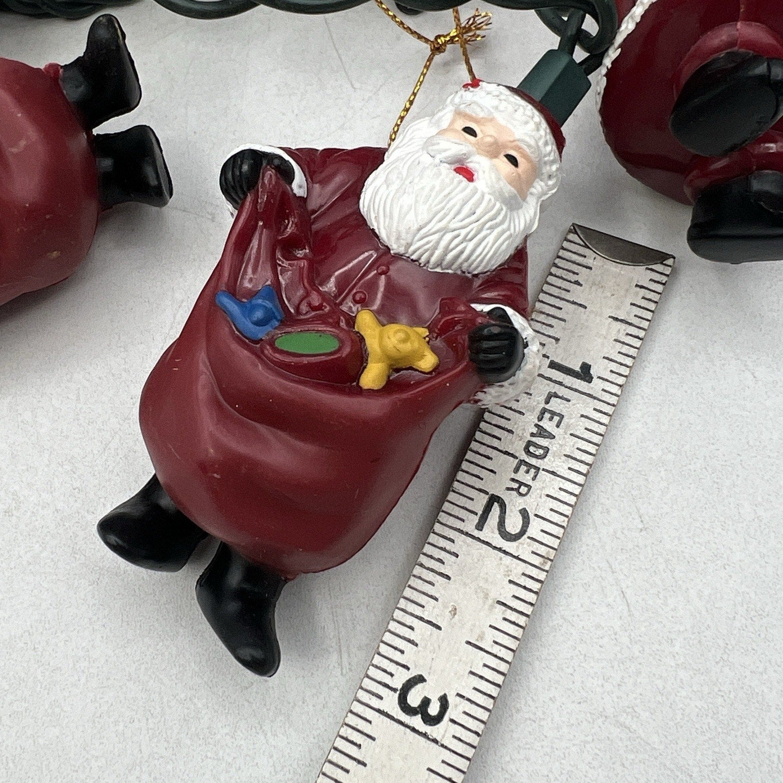 Set 9 Vintage Santa Claus Figural String Christmas Lights Set WORKS 3" AS-IS 90s