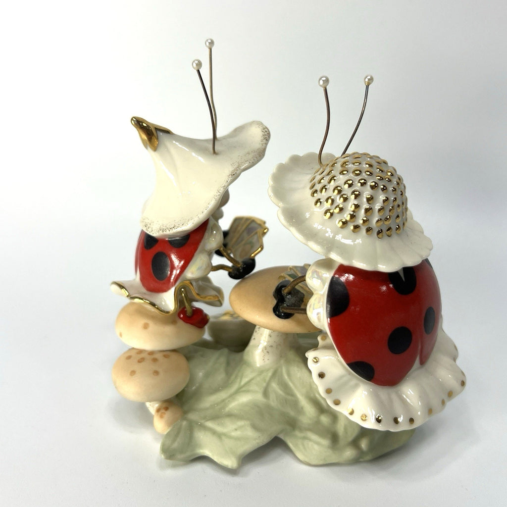 Lenox Treasures Lucky Ladybugs Playing Cards Garden Figurine Mushroom 5"
