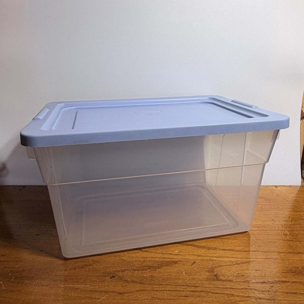 Vtg Rubbermaid 2222 Keepers 19.5 Qt Clear Blue Box Storage Tote Container 1990