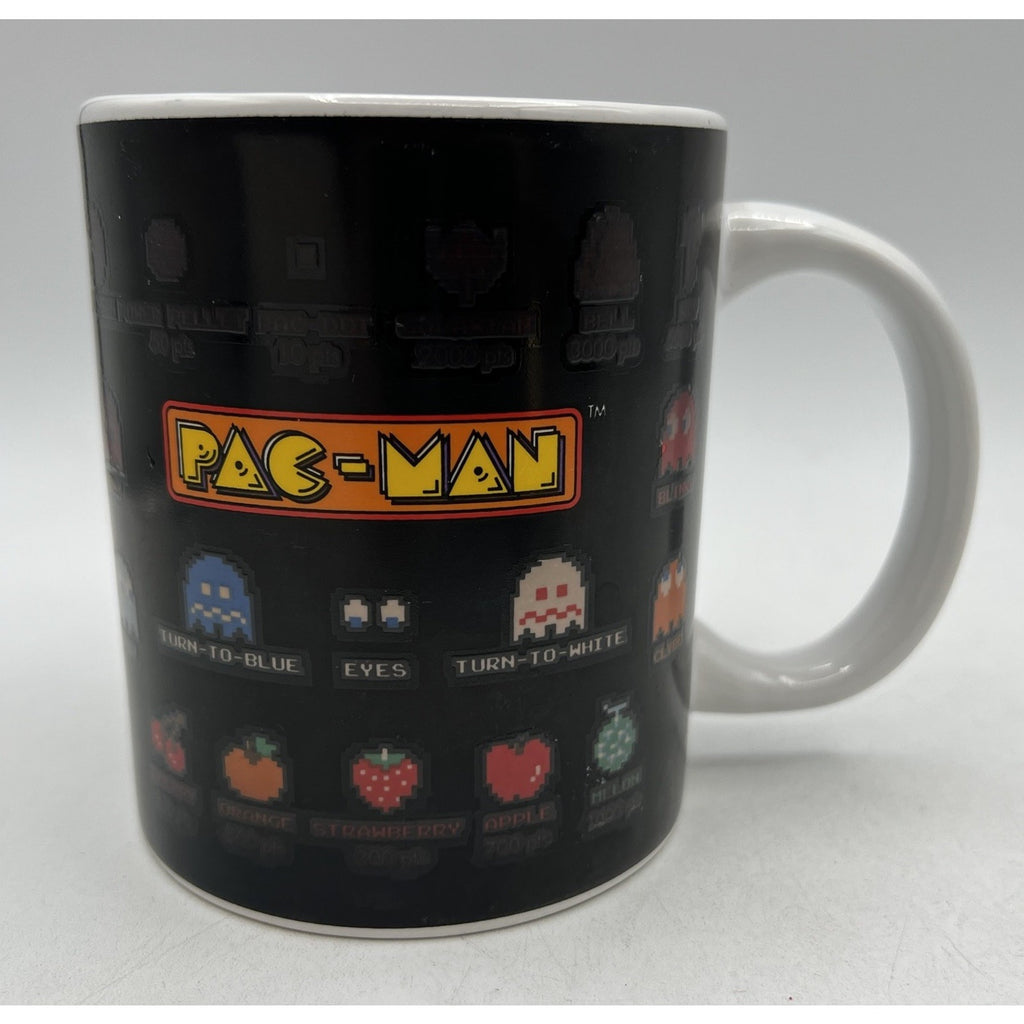 Vtg Pac Man Charcters Symbols Black Heat Color Changing Paladone Mug RARE