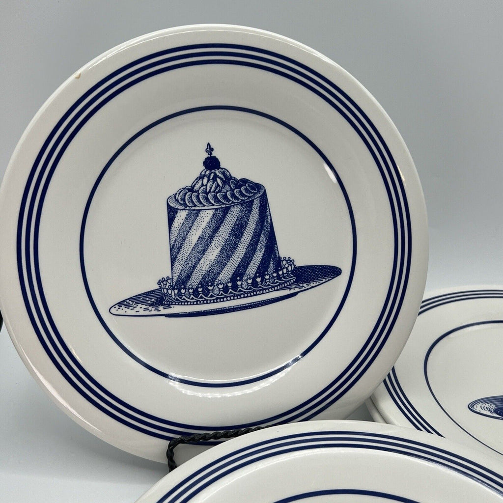 Set 8 Williams Sonoma Carime 9” Dessert Cake Plates Blue White Stripe England