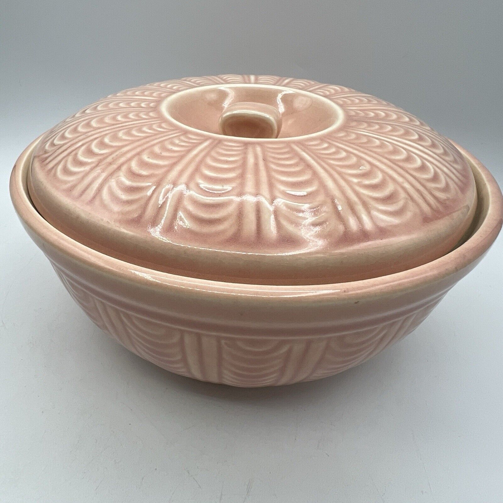 Vintage Hull Pottery Pink Quilted Bakeware Covered Casserole Dish Lid 8"