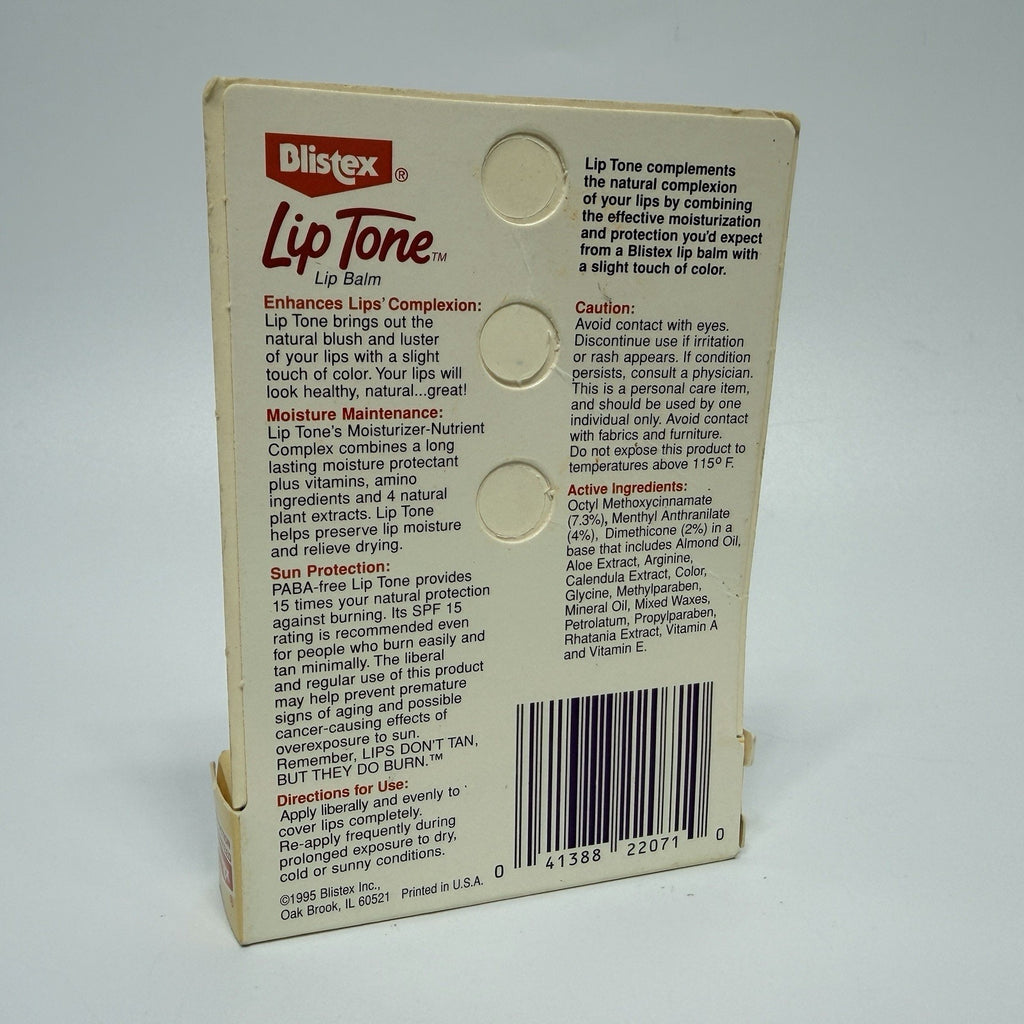 Blistex Lip Tone Lip Balm Discontinued 0.15 oz In Box Rare 1995 SPF 15 NEW