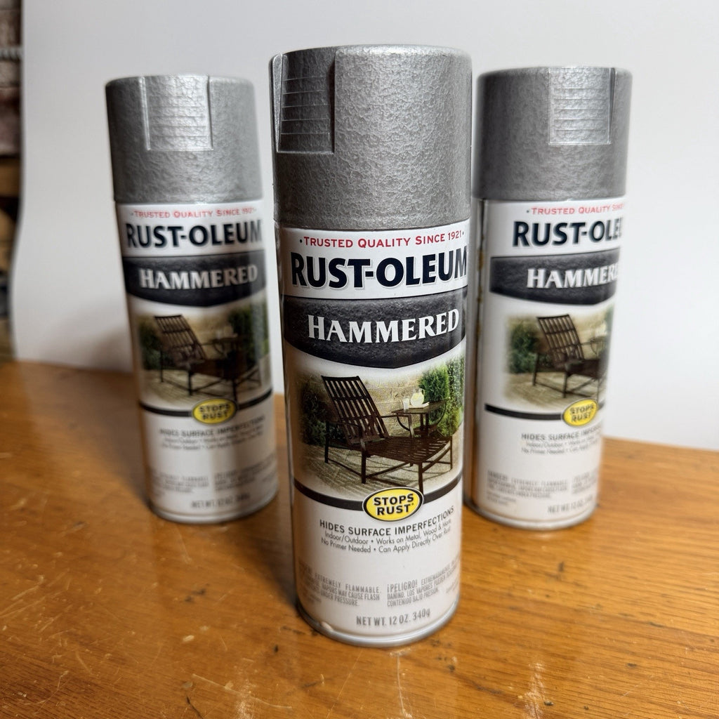 Lot 3 Stops Rust Hammered Spray Paint 12 oz, Silver Metallic 7213 Discontinued