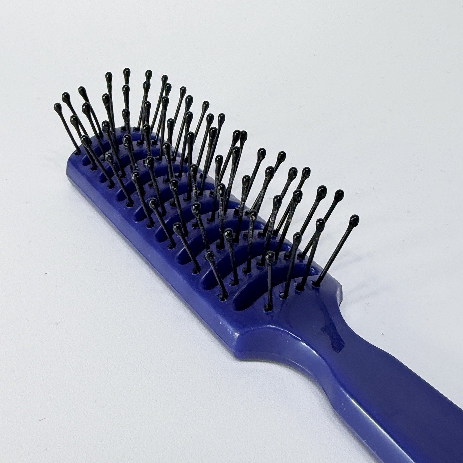 Vintage 1980s GOODY Vented Hair Brush Pocket Navy Blue Ball Tip USA 8" USA