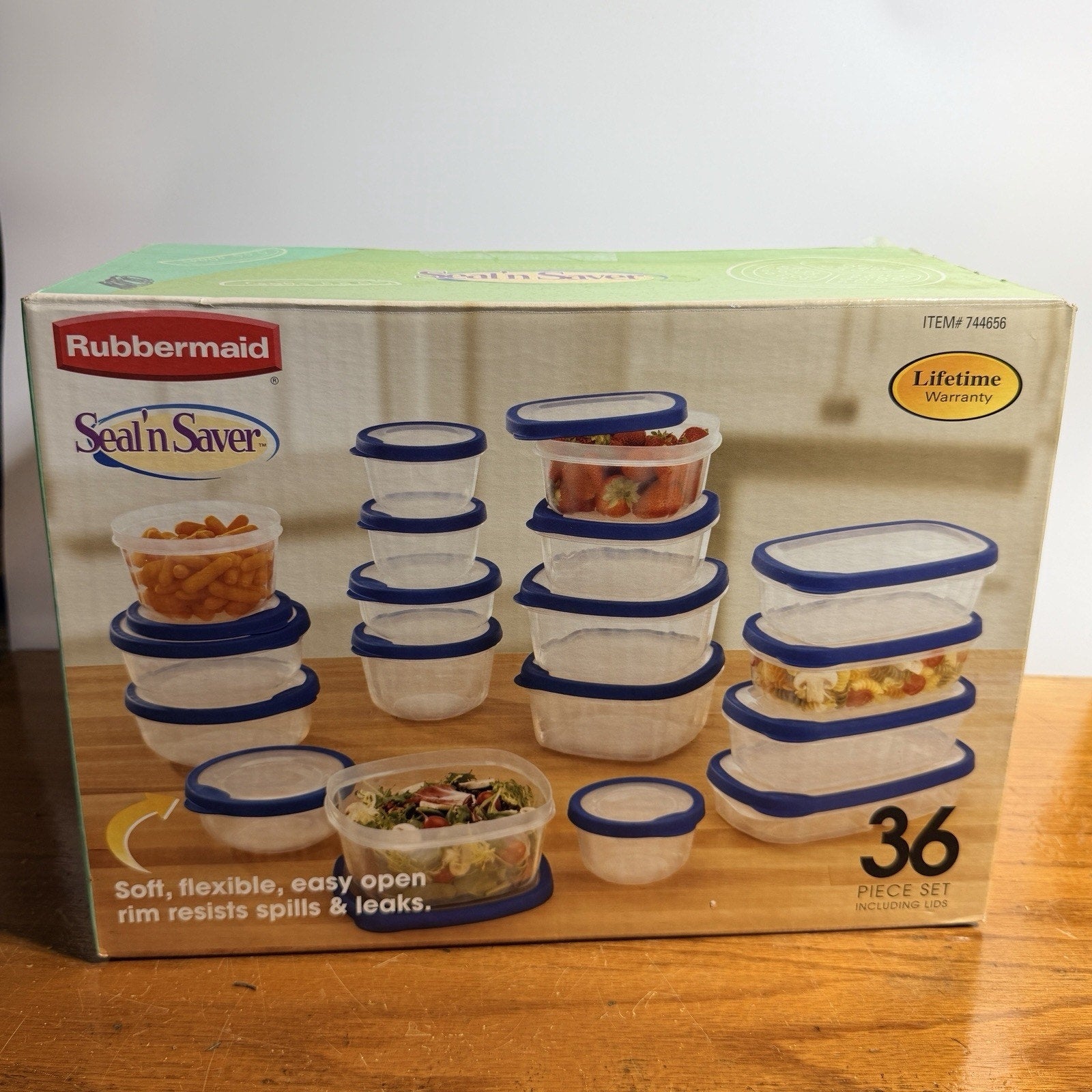 Vtg Rubbermaid Servin Seal n Saver Container Set Blue Clear Easy Find Lid NEW