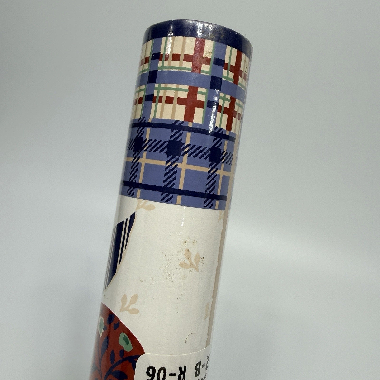 York Country Patchwork Calico Apples Plaid Blue Red Wallpaper Border 5 yds 10"