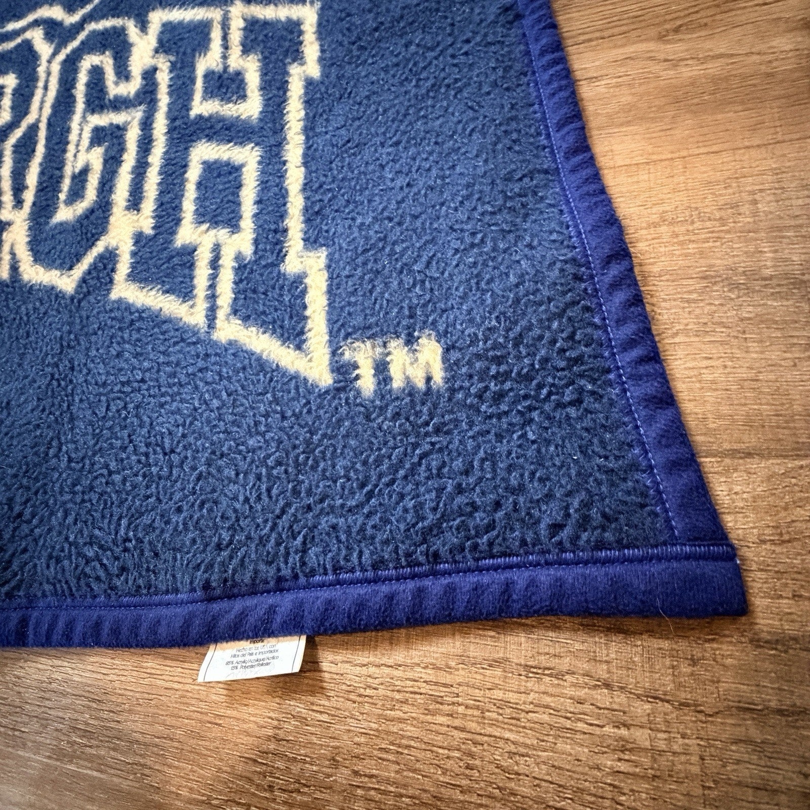 Vtg Biederlack Pittsburgh University Pitt Stadium Blanket Panthers 54x62" Retro