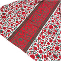 Vintage Vera Neumann Red Green Christmas Floral Linen Tablecloth 70s 64x84"